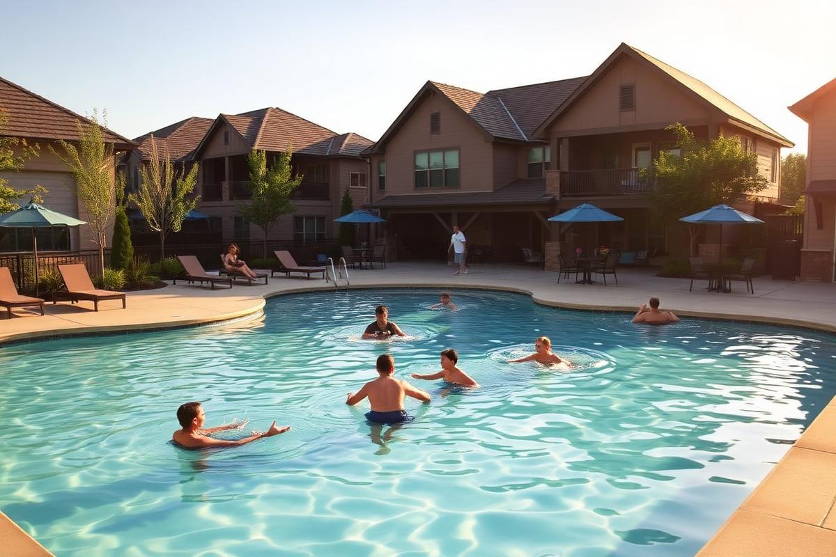 Resort-style pool and amenity center at Two Step Farm in Montgomery, Texas